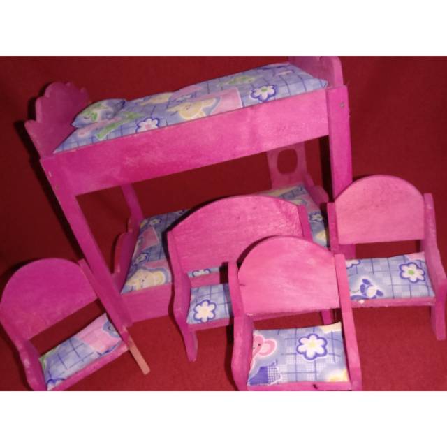 [PRELOVED] Set tempat tidur barbie bahan kayu