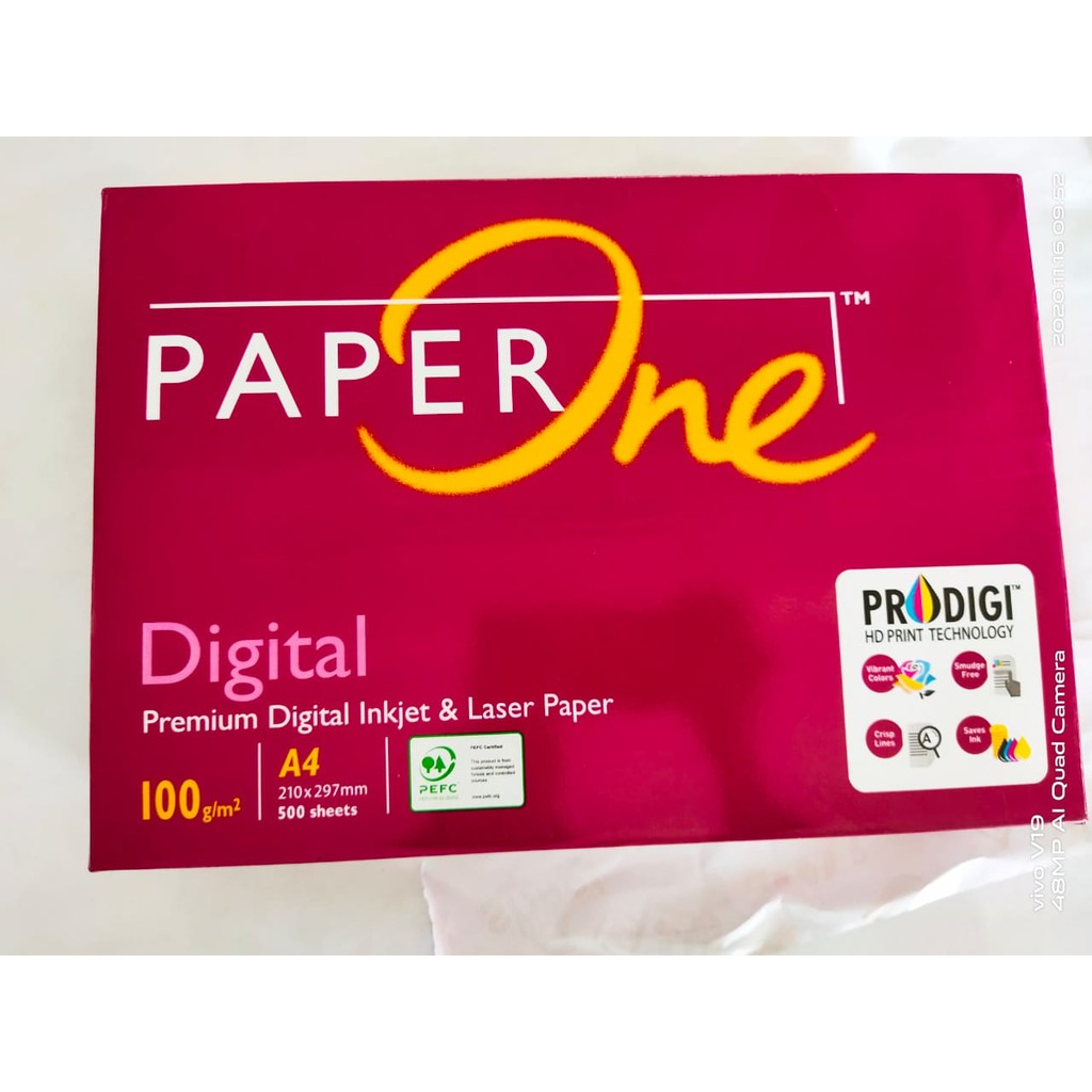 

PAPER ONE A4 100 gsm -kertas HVS putih 1 Rim (500 lembar)