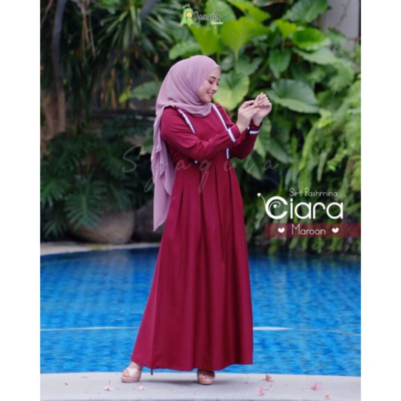 [Fashion Muslim] CIARA dan HAVYA BORDIR maxy dress gamis moscrepe renda terbaru terlaris