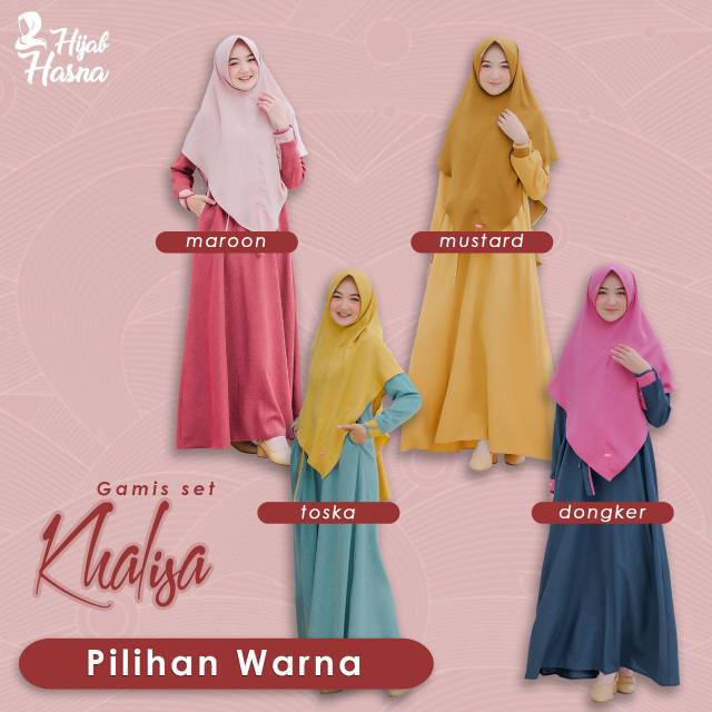 KHALISA DRESS GAMIS SET HIJAB HASNA