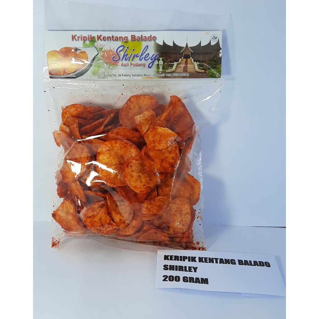 

Keripik Kentang Original/Balado/Balado Petai/Pedas Manis Shirley Khas Padang