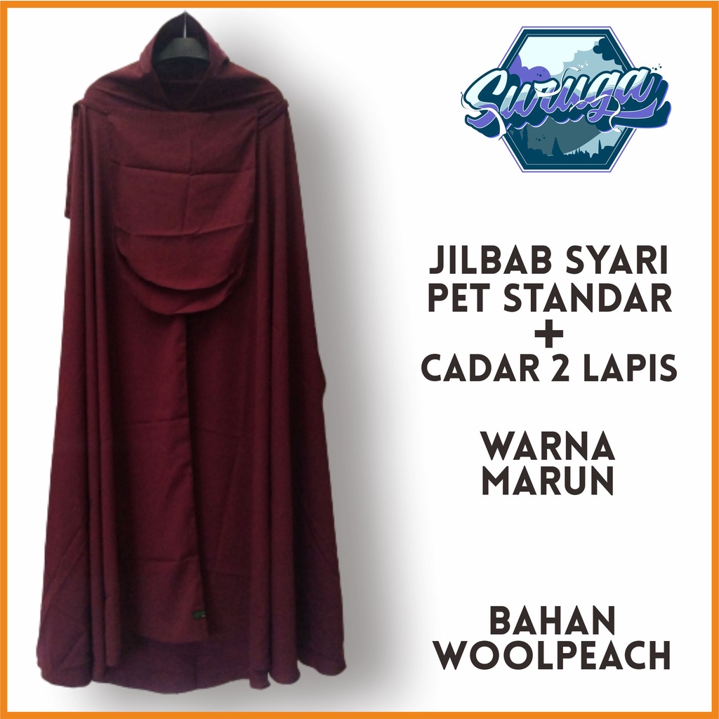 COD 2in1Jilbab Premium/Bergo/Khimar/Hijab Syar'i/Kudung Instan Pet Standar Plus Cadar Ikat 2Lapis Ba