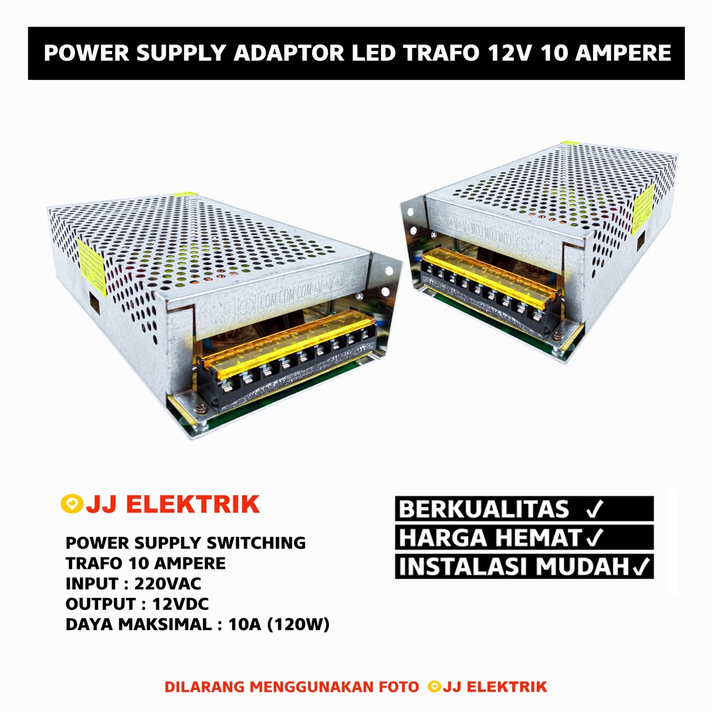 Jual Power Supply 12V 10A Trafo 120 Watt LED Strip CCTV Shopee Indonesia