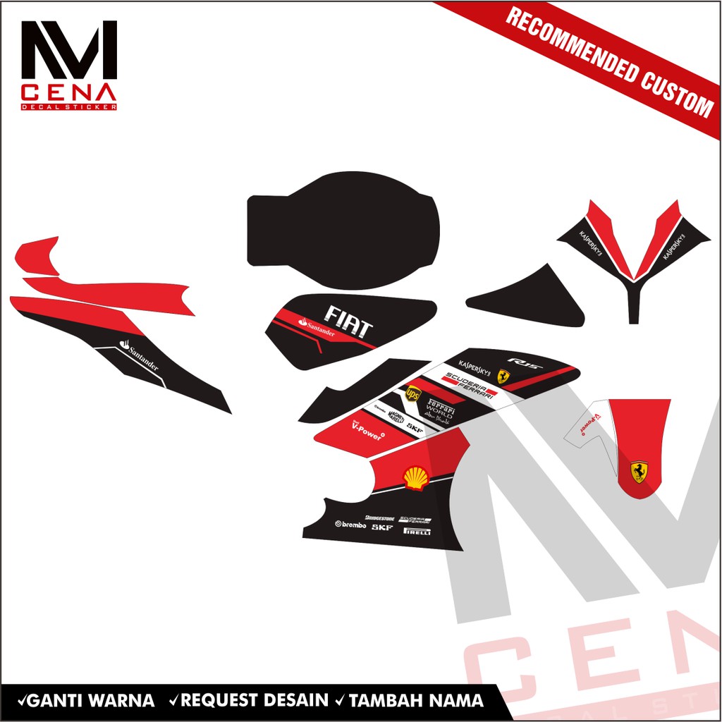 Sticker Striping Decal Yamaha R15 V2, Sticker Decal R15 V2, Sticker R15 , striping R15 V2 red