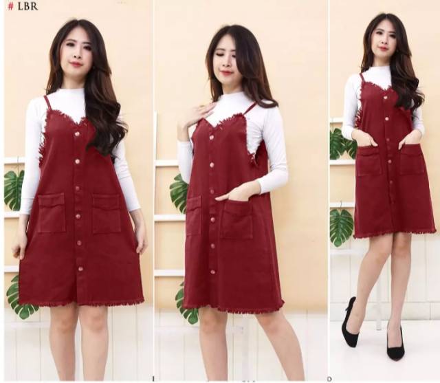 (COD)Overall Jeans Midi-pj71-ldo2cm