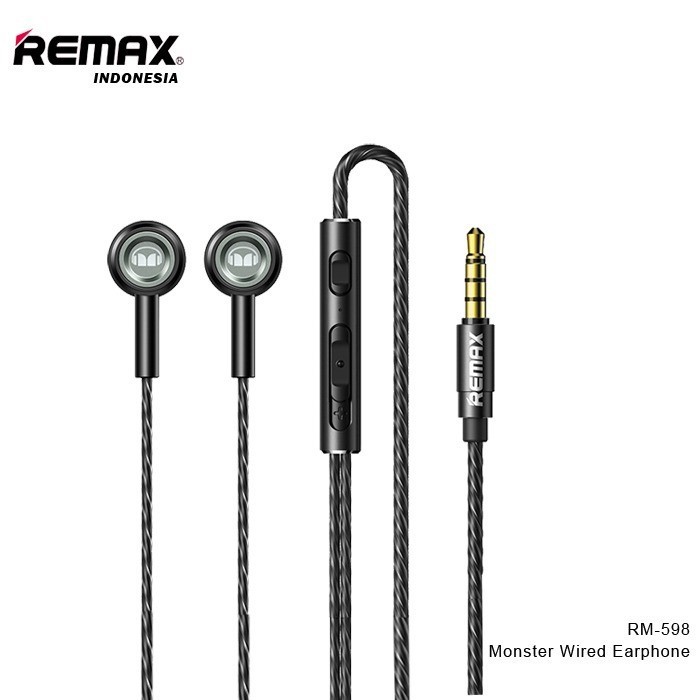 REMAX Monster Metal Wired Earphone RM-598 Headset Ear phone Original&quot;kabel&quot;