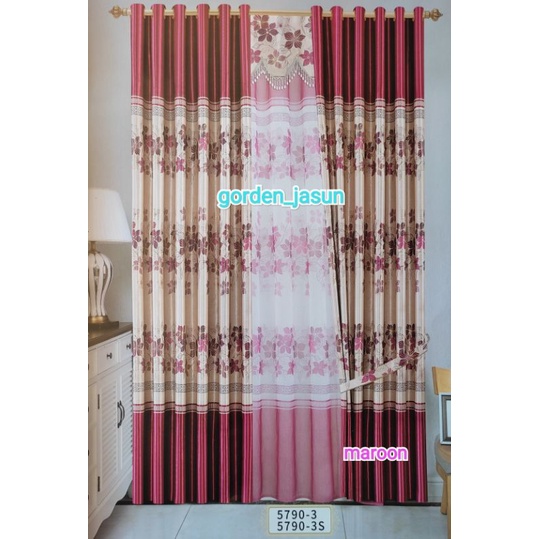 gorden blackout bludru motif bunga ada print emasnya