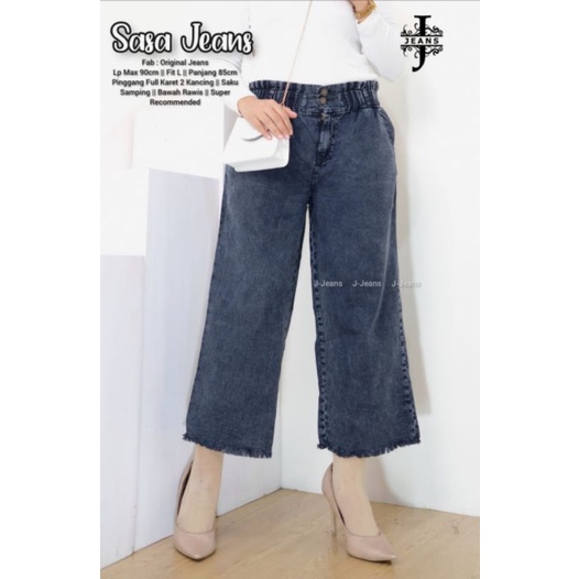 SASA JEANS CELANA JEANS KULOT ORIGINAL JEANS LP MAX 90CM FIT L PANJANG 85CM PINGGANG FULL KARET 2 KA