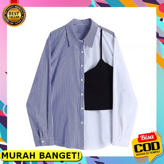 Kemeja Wanita Casual Atasan Korea Style Fashion Kekinian Terbaru 2021  [Cod] Leo Tunik Atasan Top Ke