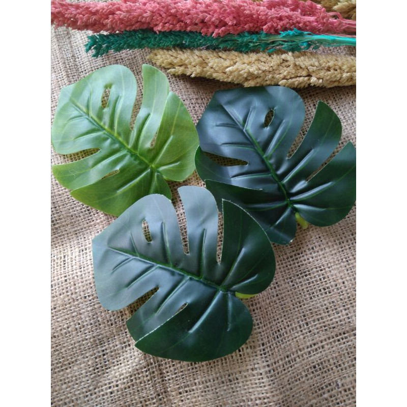 DAUN MONSTERA ARTIFICIAL untuk hias mahar seserahan hantaran