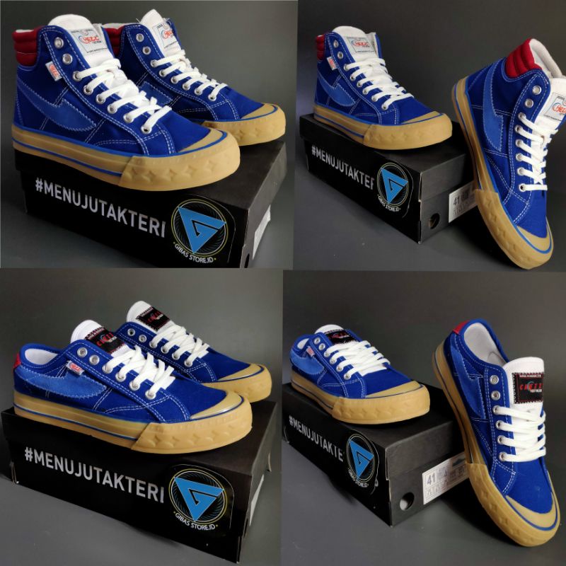 SEPATU CHEZZ ZELOS  LOW BLUE RED  X MNSY SOCKS ORIGINAL