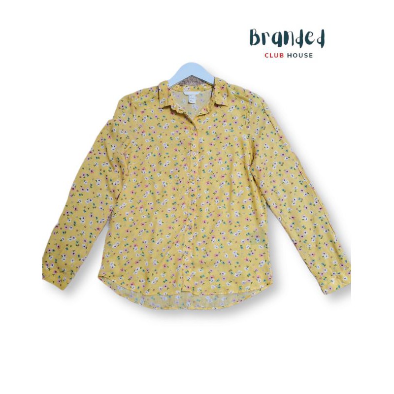 Kemeja H&M HM Wanita Yellow Floral
