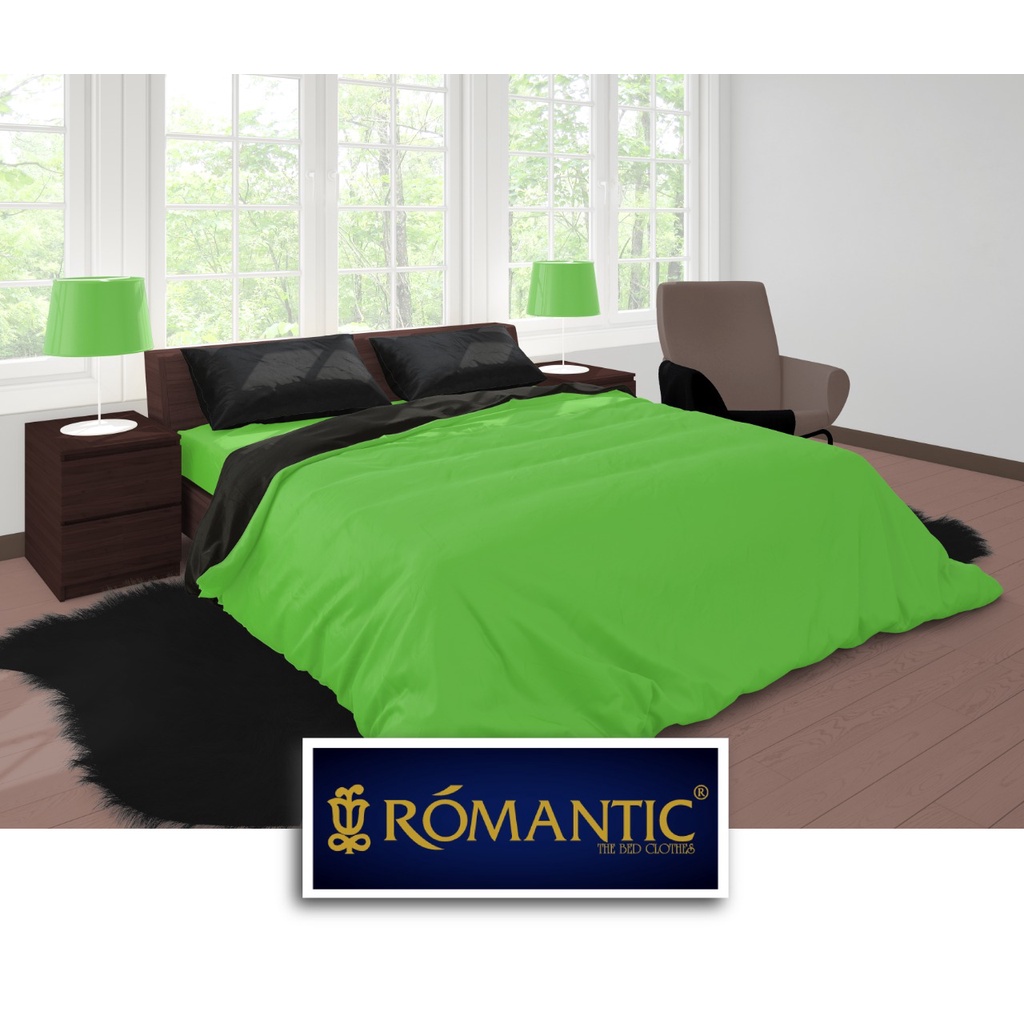 Two Tone Bedcover ROMANTIC Hitam x Hijau aesthetic Bandung