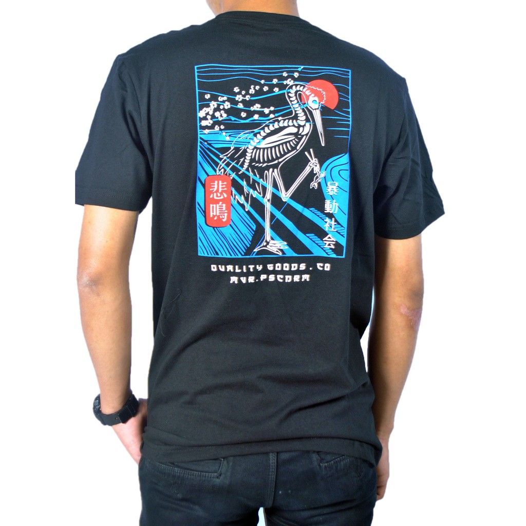 Mavero Kaos Pria Distro Stork - Black Tees - Tshirt catton combed 24 s