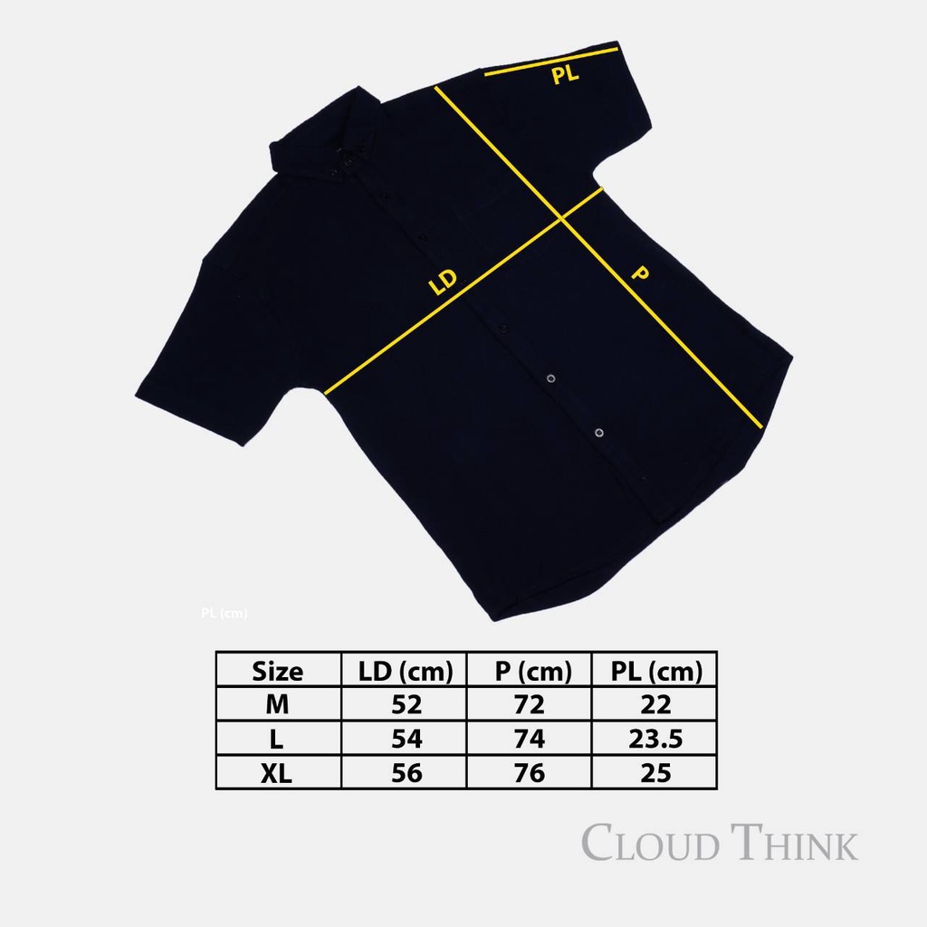 Kemeja Pria Lengan Pendek Original Brand Cloud Think Bahan Cotton Pique