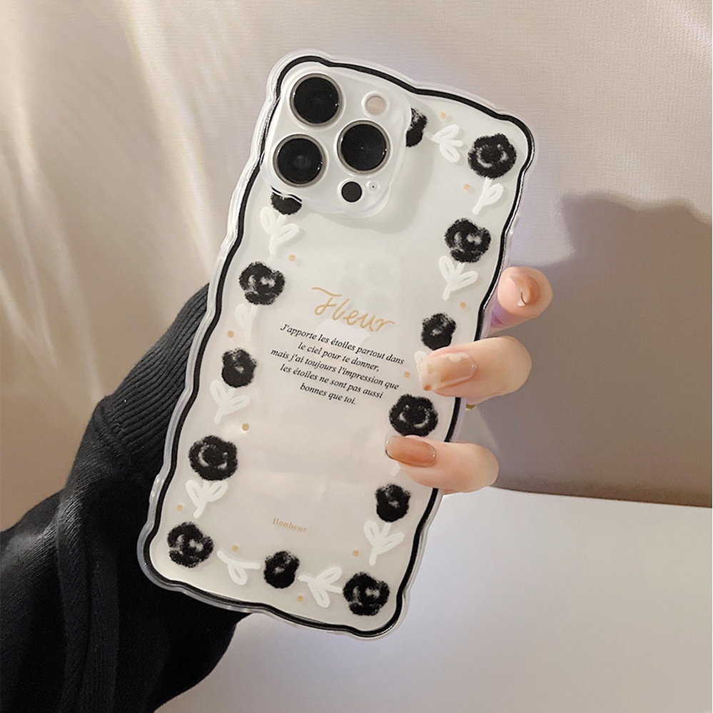 Soft Case Pelindung Lensa Kamera Motif Lukisan Bunga Awan Tahan Banting Untuk iPhone 13 Pro Max 11 12 Pro X XS Max 7 8 Plus SE 2020