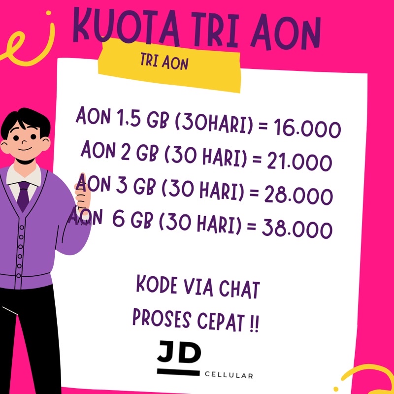 VOUCHER KUOTA TRI AON BULANAN