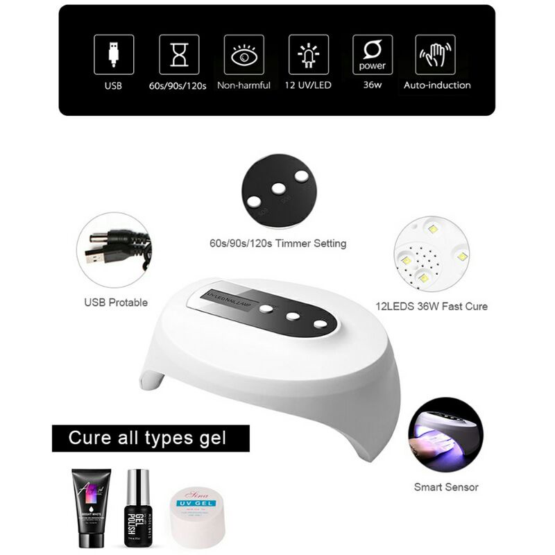 Pengering Kutek Kuku Smart Portable UV LED Nail Dryer 36 W Biutte. co Z10