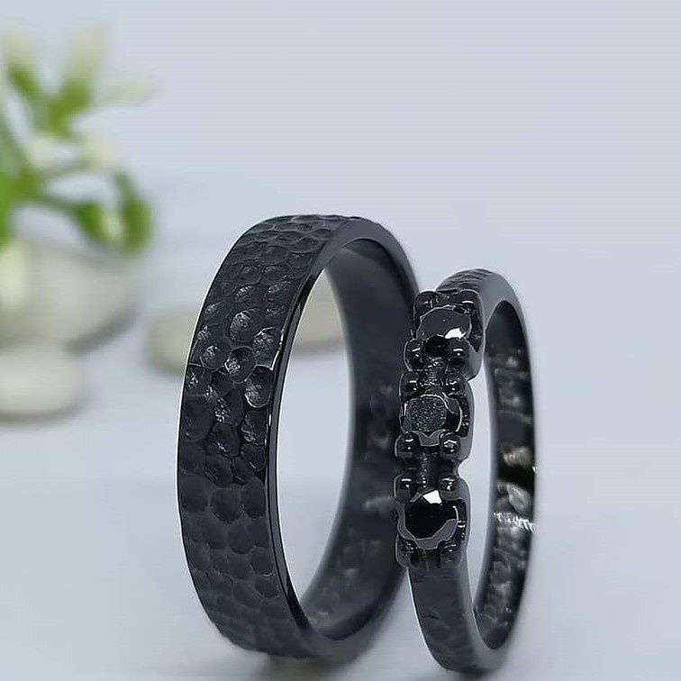 Cincin Kawin Cincin Nikah Cincin Couple Pasangan Perak Palladium CINCIN KAWIN PERAK Hitam