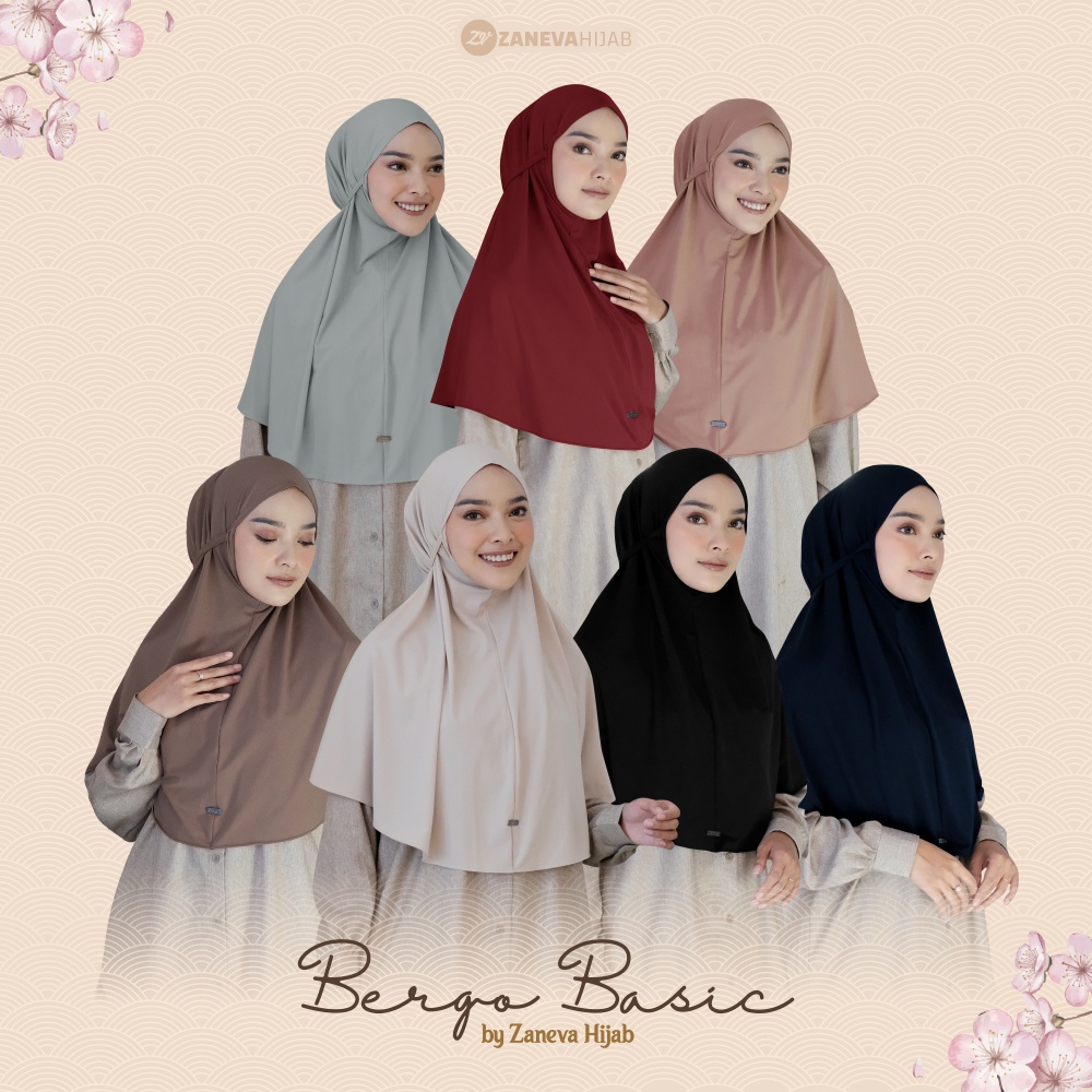 Hijab Bergo Basic By Zaneva Hijab l Bergo Polos l Hijab Jersey Adem