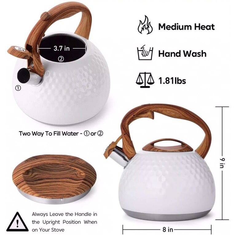 Teko Siul 3 Liter Korean Kettle Ceret Ketel Air Whistling Kettle Wooden Stainless Steel Aesthetic / Teko Siul Air Panas