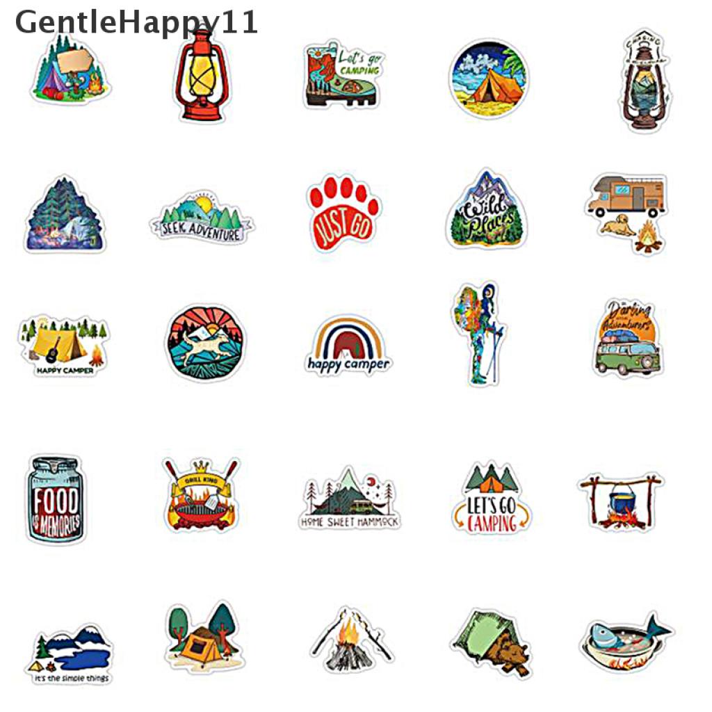 Gentlehappy 50Pcs Stiker Graffiti Bahan PVC Untuk Gitar / Travel / Camping / Outdoor