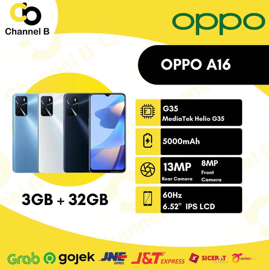 Handphone OPPO A16 - Ram 3GB / Rom 32GB - Garansi Resmi