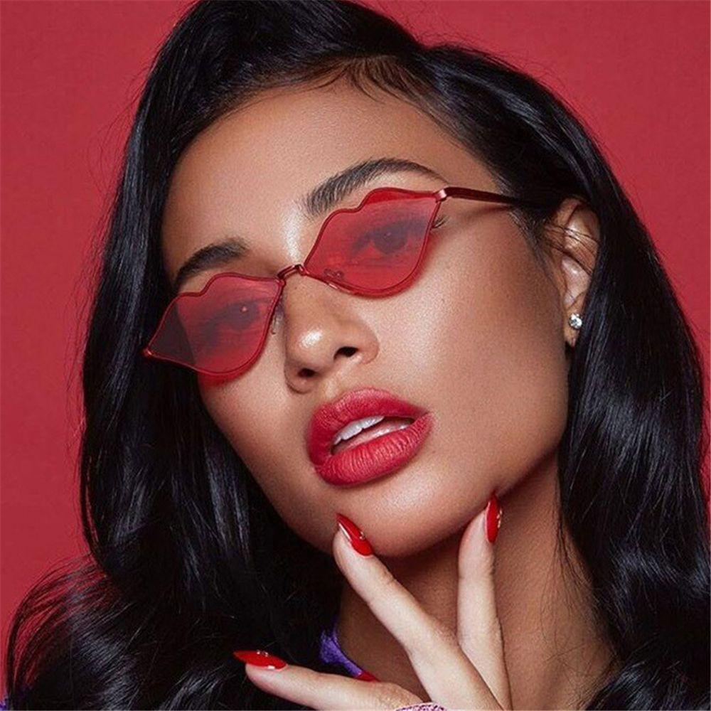 Kacamata Hitam Bentuk Bibir LILY Retro Metal Hot Sunglasses