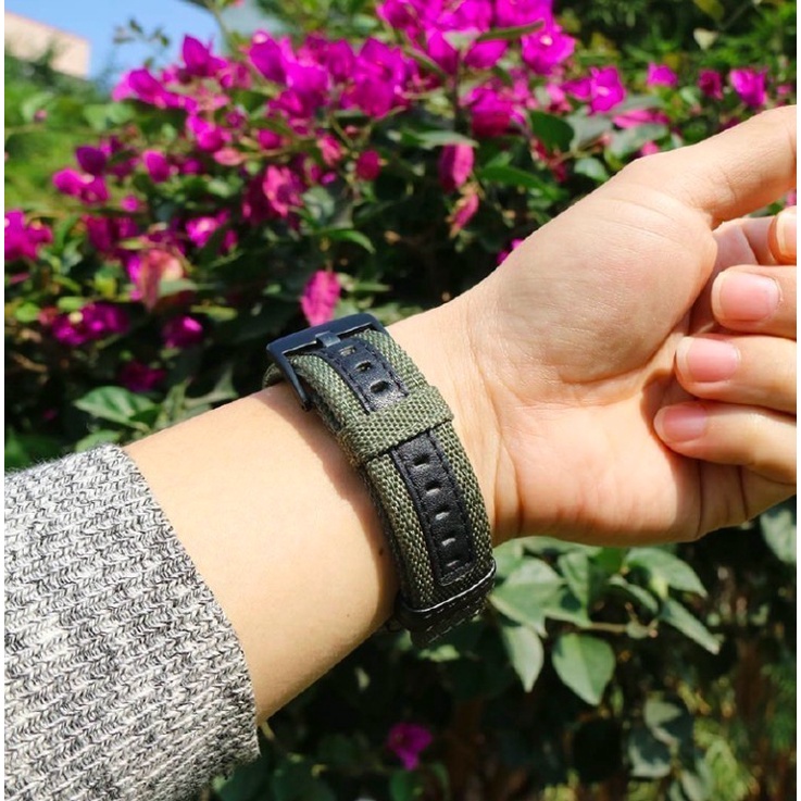 Watch Strap Zeblaze Stratos (Bukan Amazfit) - Tali Jam 22mm Woven Nylon Black Buckle