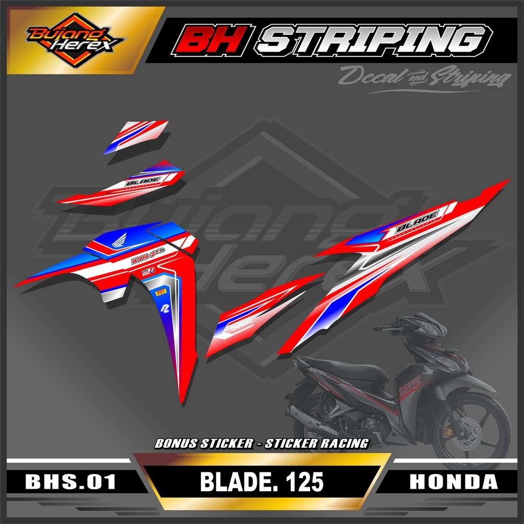 Stiker Motor Blade125 Sticker Striping Variasi List Motor Blade 125 Desain Racing BHS-001