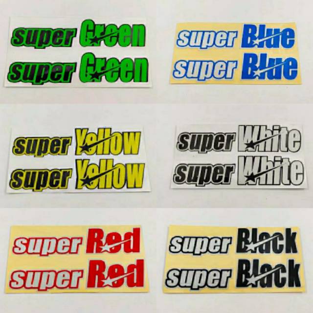 Sticker cutting sticker super black super red super white super yellow super blue