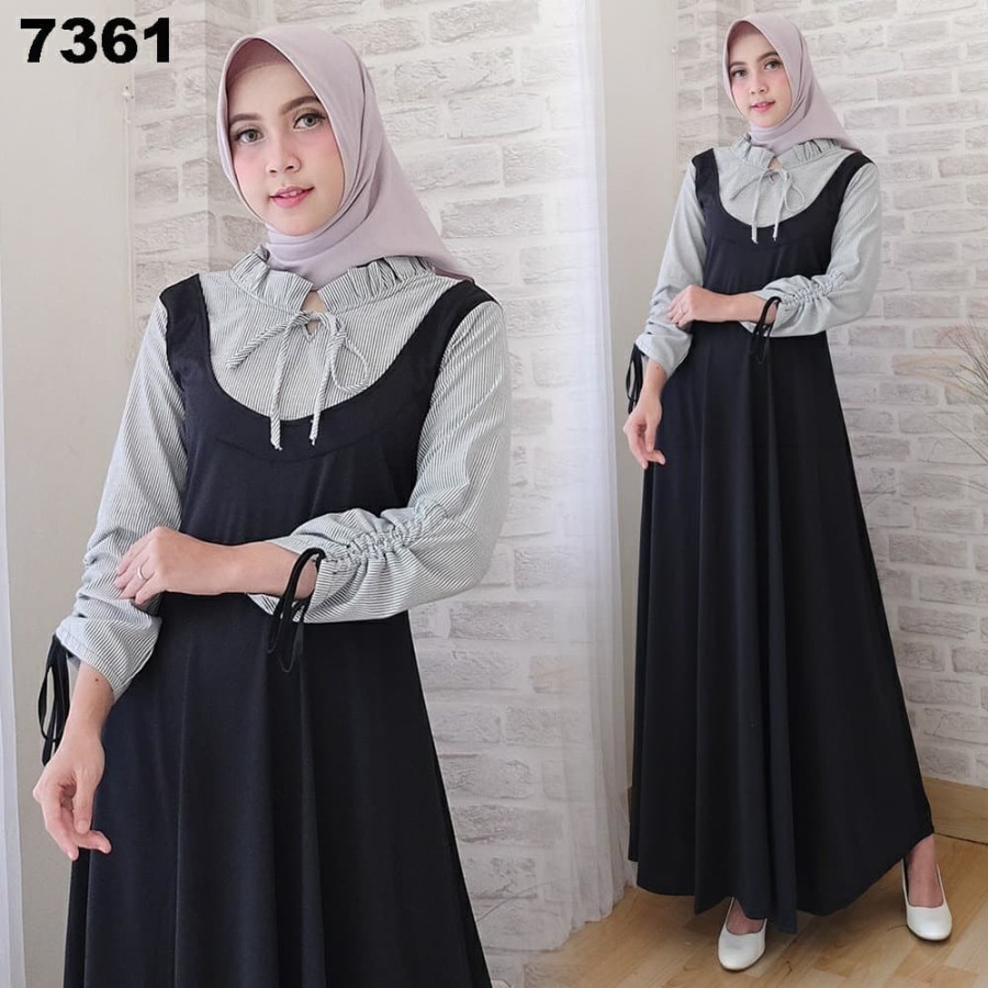 STEVIA Gamis Dress Baju Wanita Muslim Syari Maxi Casual Kuliah Sehari-hari Daily