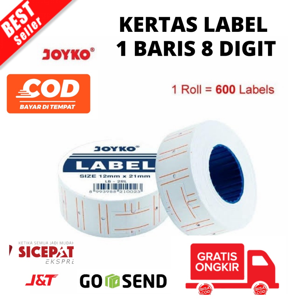 

[BAYAR DI TEMPAT] Roll Rol Label Harga Kertas Label Harga Joyko 1 Baris 8 digit Refil Isi Ulang