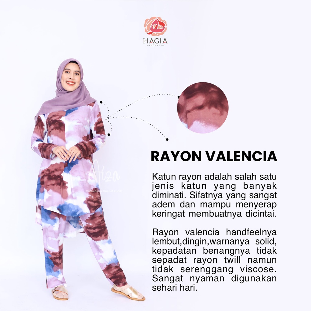 AIZA multicolor oneset tunik by Hagia Indonesia