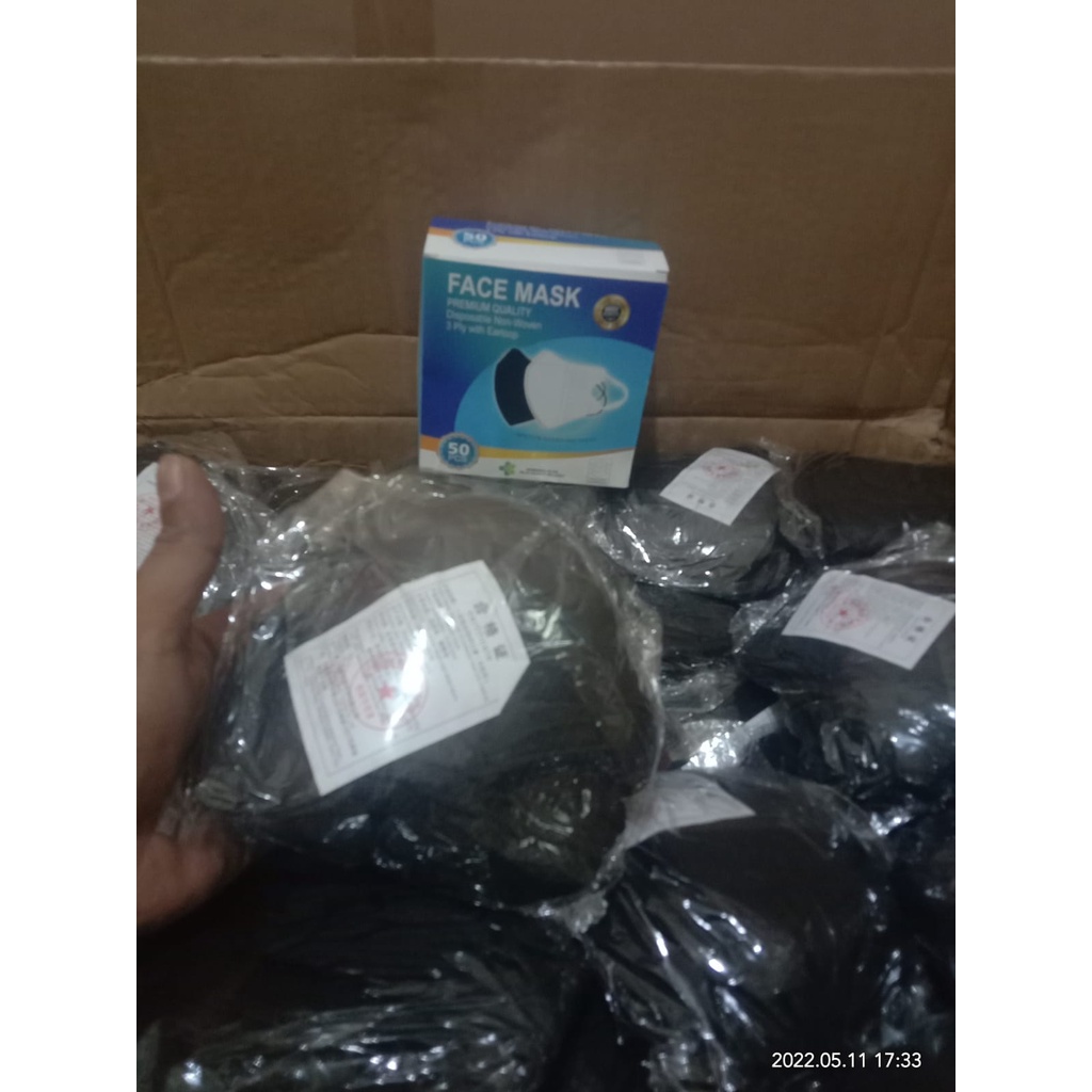 MASKER DUCKBILL (50pcs) MASKER DUCKBIL 3PLY MIRIP SENSI HITAM FACE MASK EARLOOP
