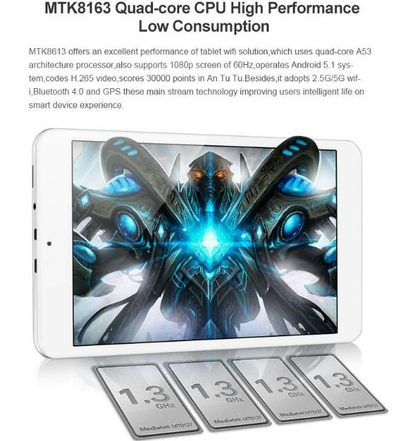 Cube U33GT/U27GT Super Tablet PC Android 1GB 8GB 8 Inc BETC06WH