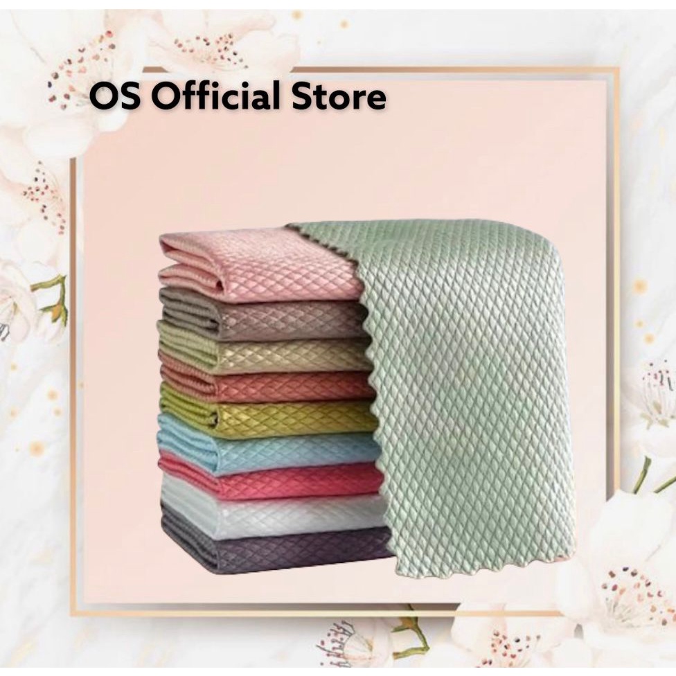 OS FISH SCALES CLOTH RAG MICROFIBER KAIN LAP MEJA  PIRING JENDELA KACA POLA SISIK IKAN