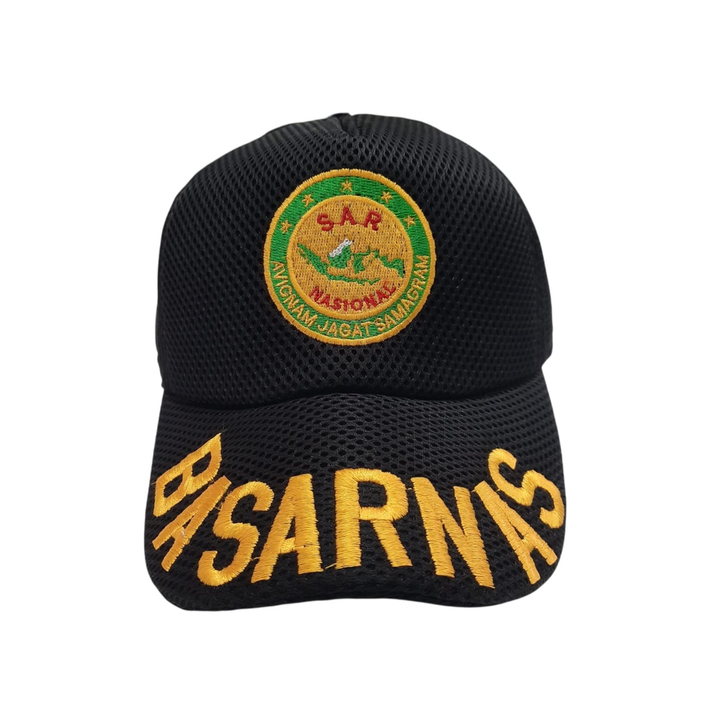 Topi Lapangan Hitam Rescue/Sar Nasional/Potensi Sar/Basarnas Doublemesh