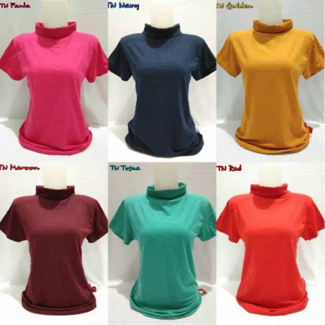 TURTLENECK WARNA LENGAN PENDEK/ATASAN WANITA/BAJU KEKINIAN /BLOUSE /BAJU MURAH