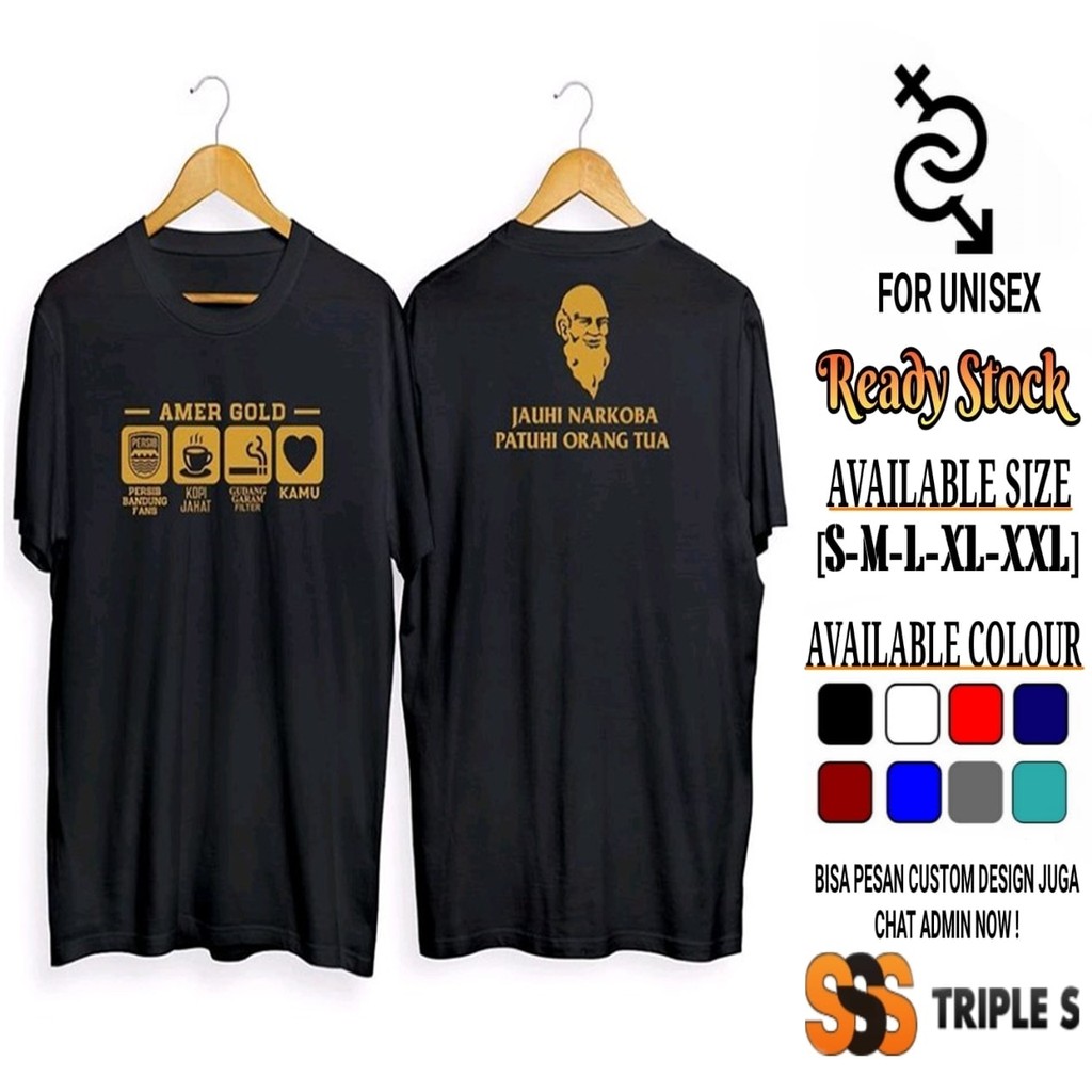 KAOS AMER GOLD CAP ORANG TUA PERSIB KOPI GUDANG GARAM KAMU - KAOS PATUHI ORANGTUA