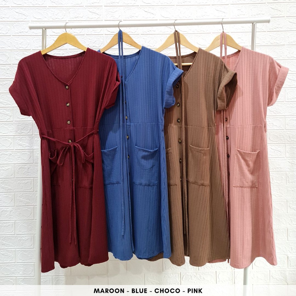 4392 jasmine strap knit dress button pocket busui friendly dress natal polos dress bumil