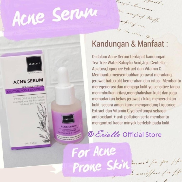 SCARLETT Whitening ACNE SERUM WAJAH 15ml by Felicya Angelista 15 ml