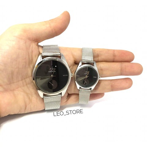 JAM COUPLE CK TALI RANTAI PASIR A3 MODEL BULAT READY DENGAN 2 WARNA CANTIK
