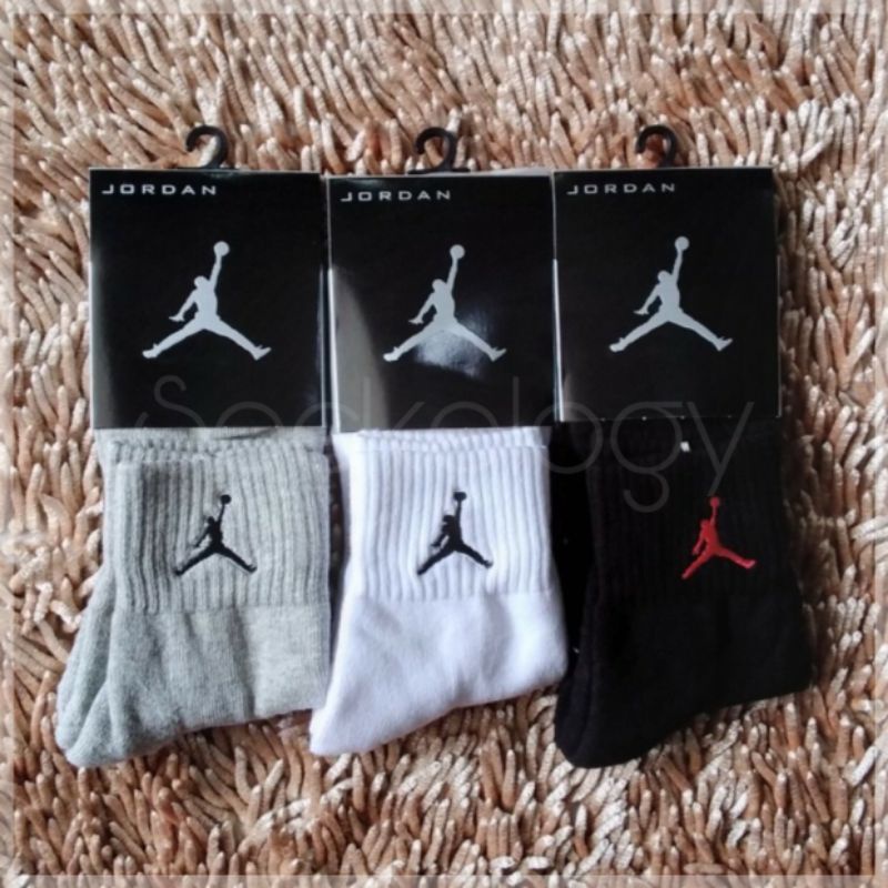 (min 3 @27.500) Kaos kaki sport branded Jordan bordir 3/4 tebal (quality premium)