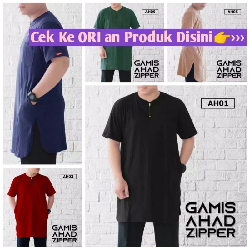 Jual [ORI] Kaos Gamis Ahad Ziper Zipper Kurta Kurtah Pria Cowok Lengan