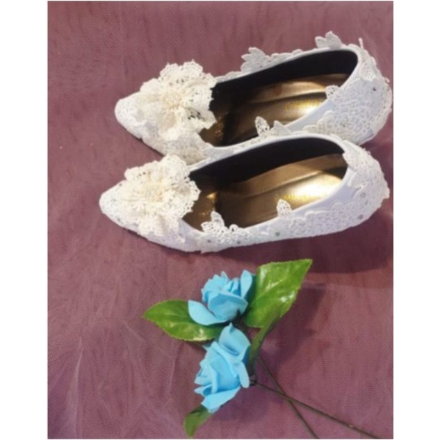 WEDDING SHOE HEEL LARGE WHITE PEARL WOMENS SHOES WEDDING SHOES// SEPATU WEDDING PERNIKAHAN