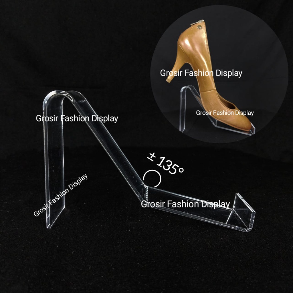 Akrilik Sepatu Miring Cewek/Display Pajangan Sepatu Bahan Akrilik/Stand Akrilik Murah-BH