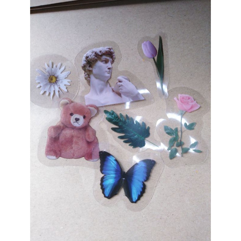 

1 buah stiker transparan waterproof pet plastik untuk hp dan decorasi