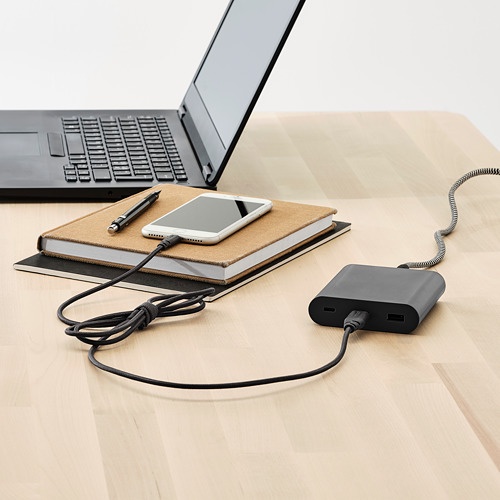 LILLHULT Usb tipe a untuk kabel pencahayaan tekstil abu toska / abu muda / abu tua, 1.50 m