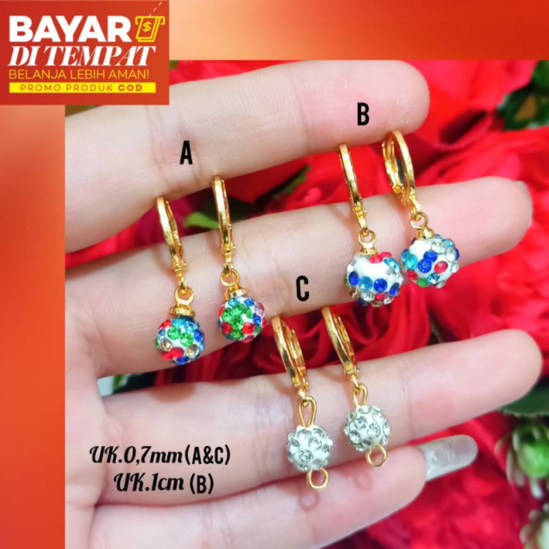 Anting Jurai bola disko emas Terimut/termurah,tidak karat *COD*